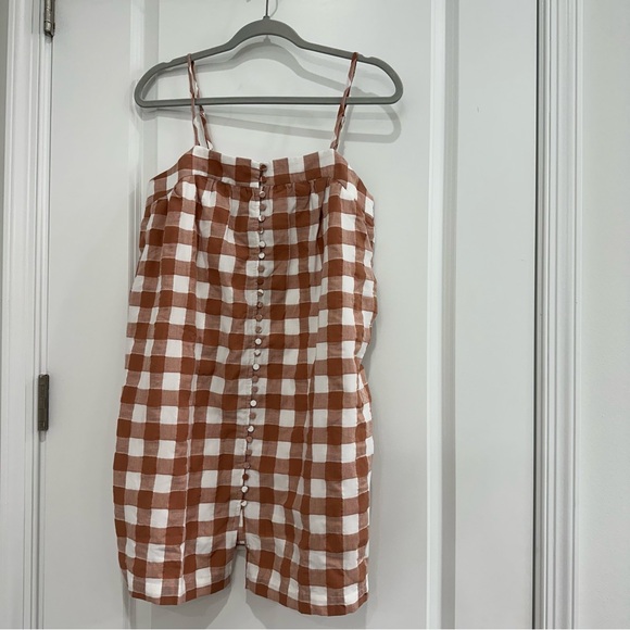 English Factory Dress Small brown and white gingham, fall, boho, country girl - Picture 1 of 13
